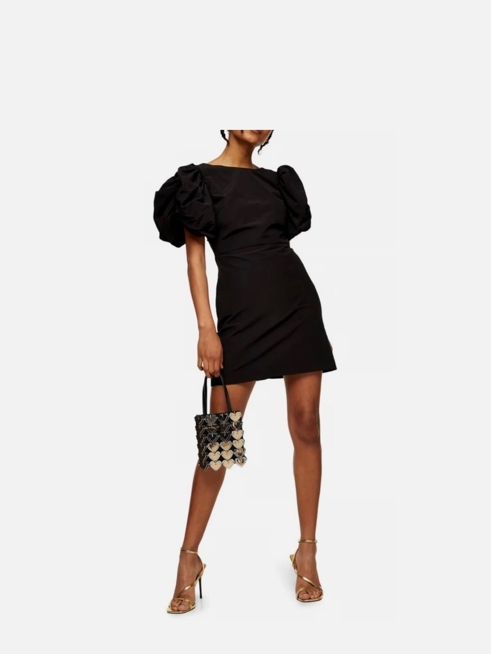 Topshop Black Puff-Sleeve Mini Dress